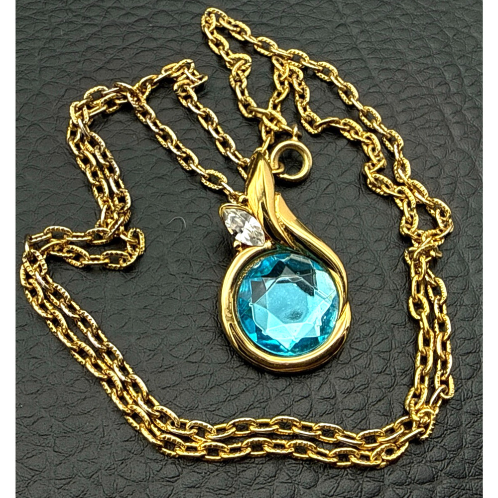 Vintage Kenneth Jay Lane Necklace Blue Rhinestone… - image 1